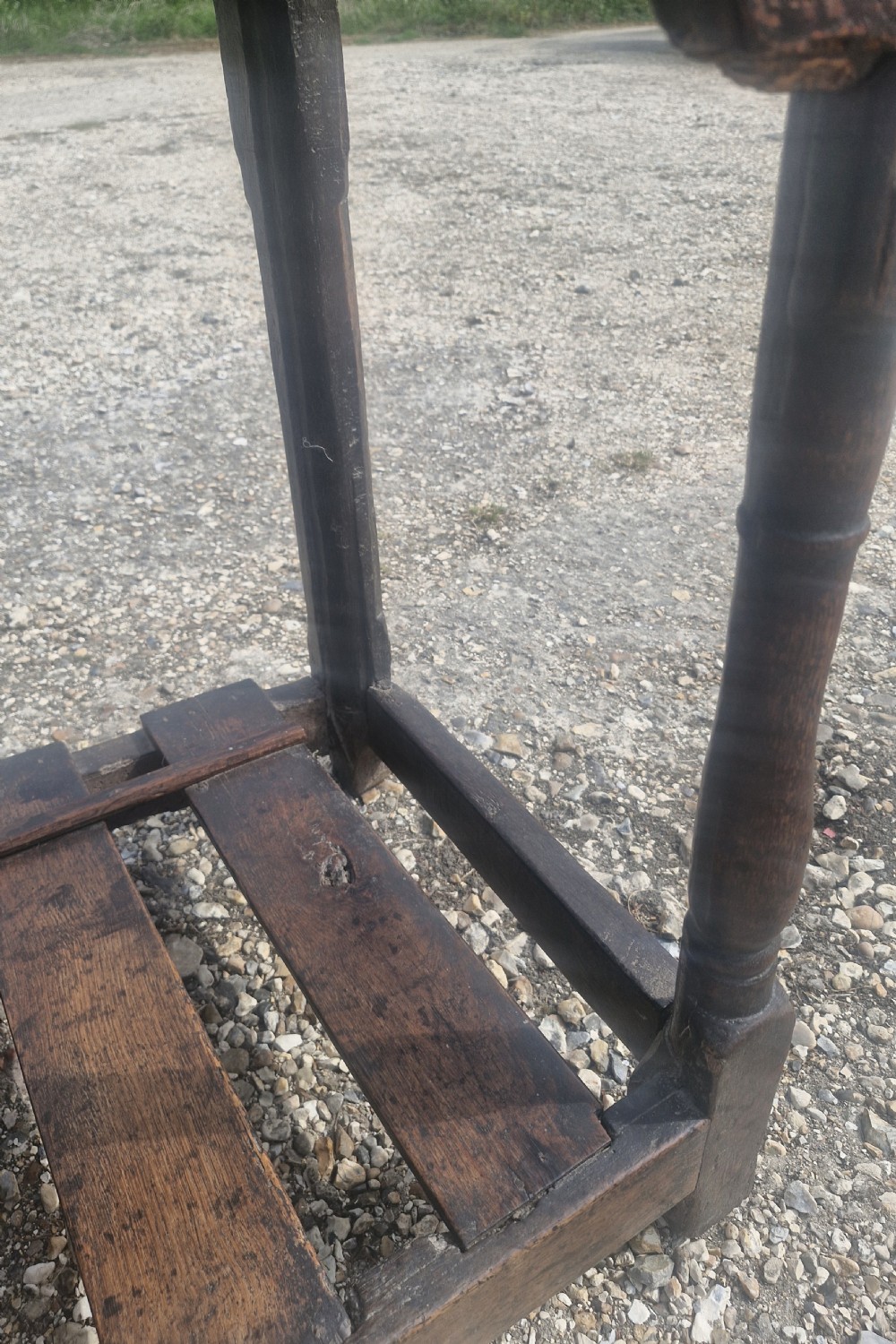 18th century vernacular oak serving table. View III