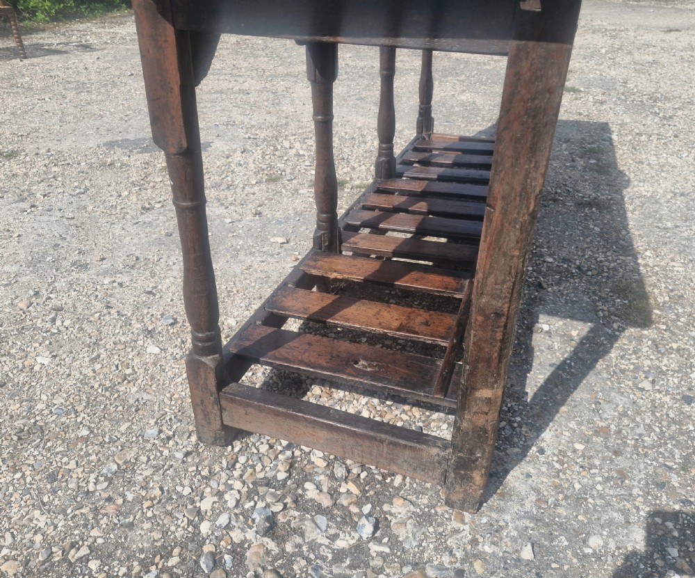 18th century vernacular oak serving table. View V