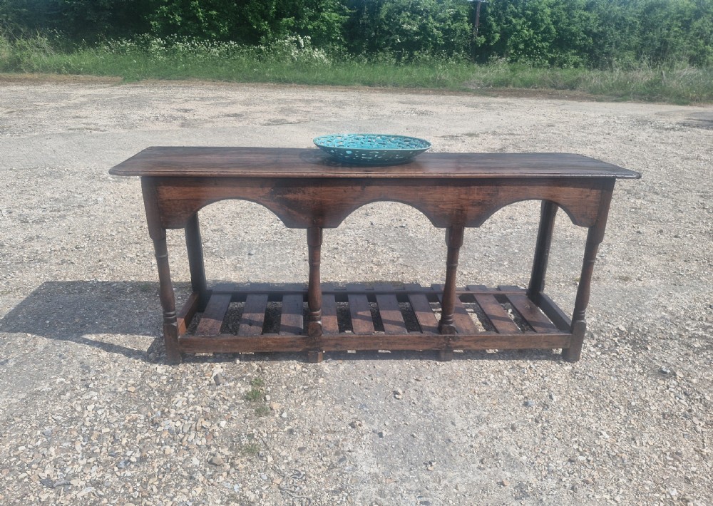 18th century vernacular oak serving table. View VII