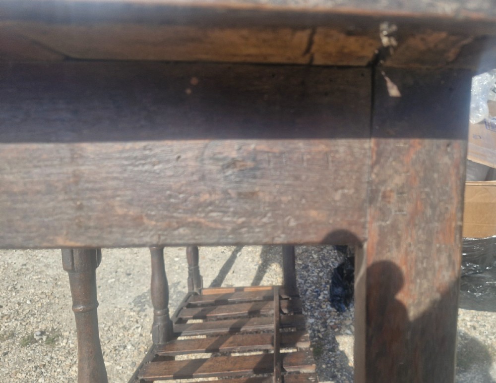 18th century vernacular oak serving table. View XII
