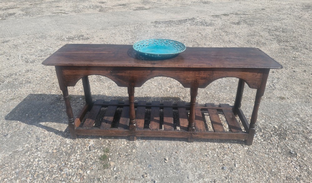 18th century vernacular oak serving table. View XIX