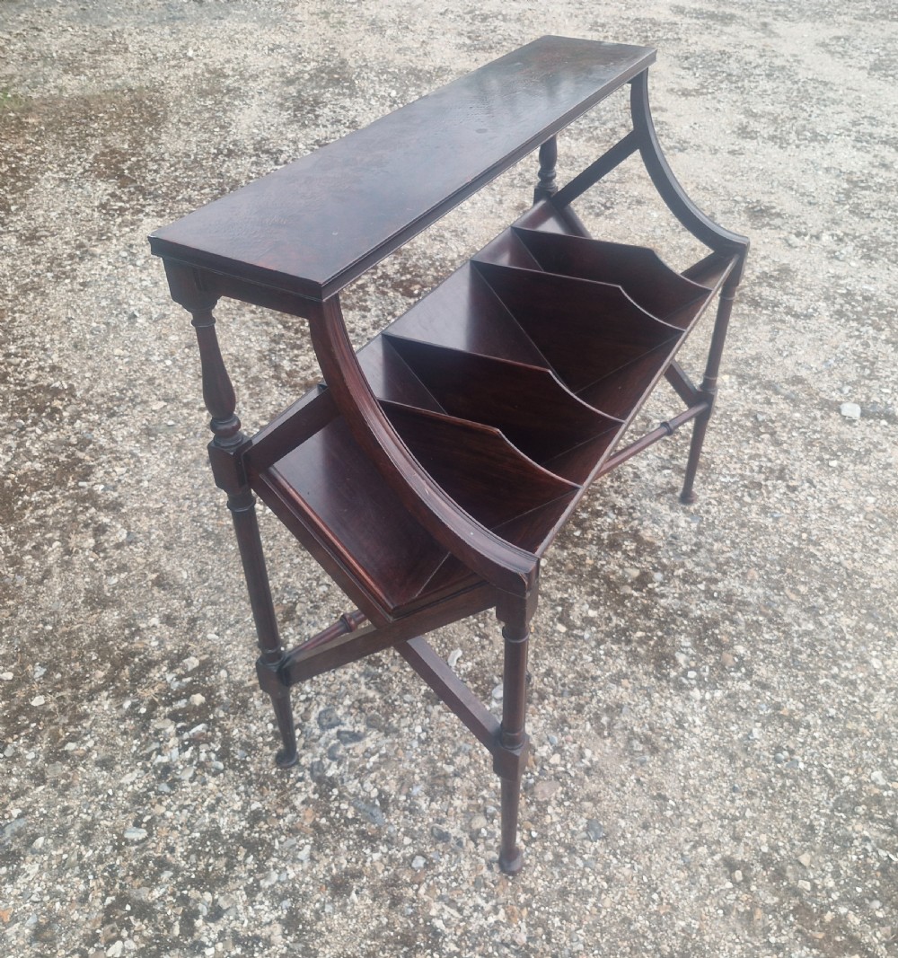 Edwardian mahogany book trough table. View V