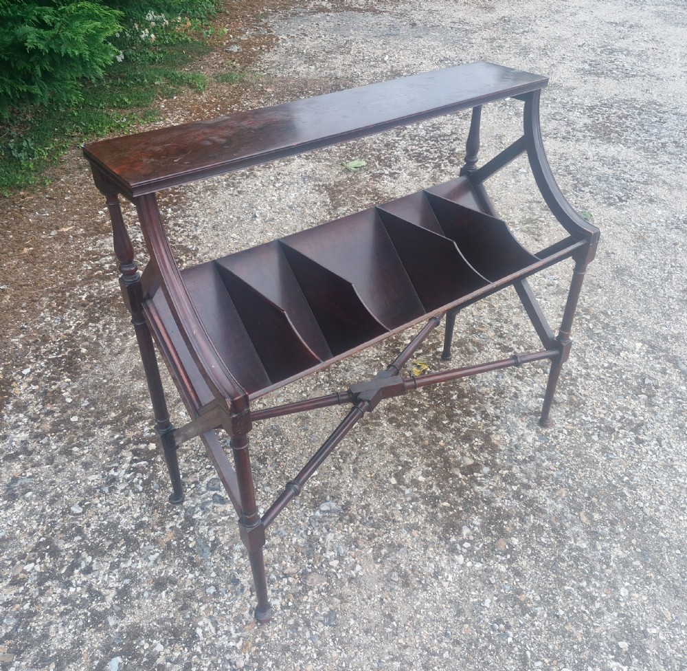 Edwardian mahogany book trough table. View VI