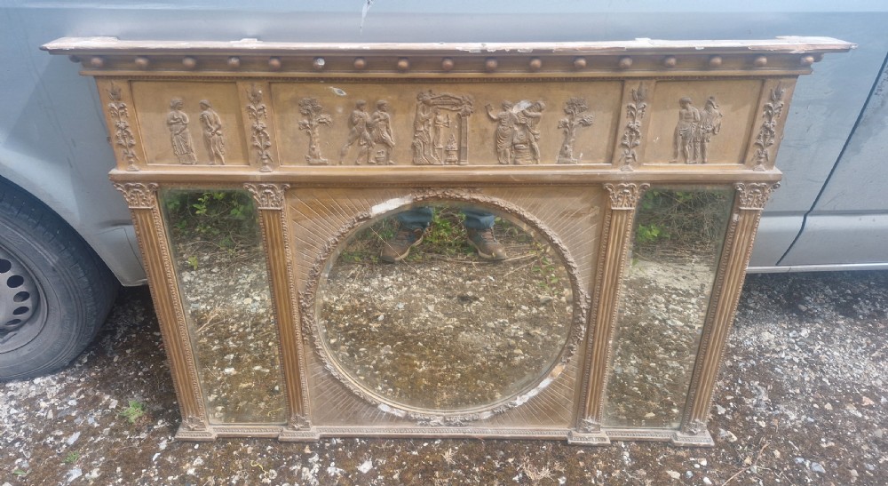 19th century gilded overmantel mirror. 