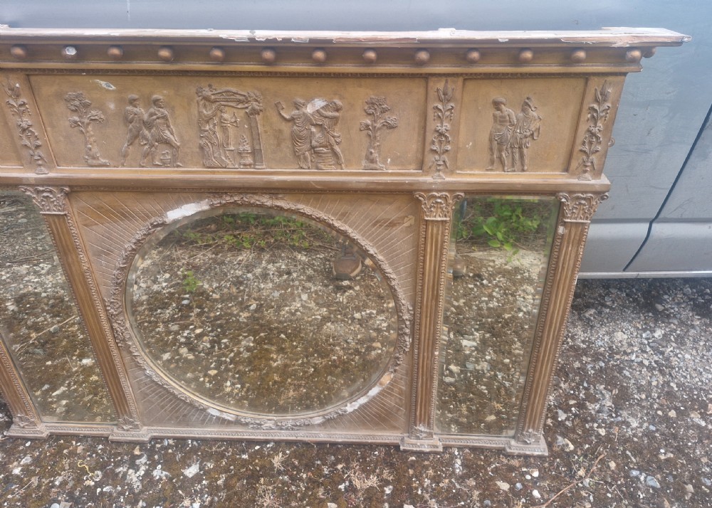 19th century gilded overmantel mirror.  View III