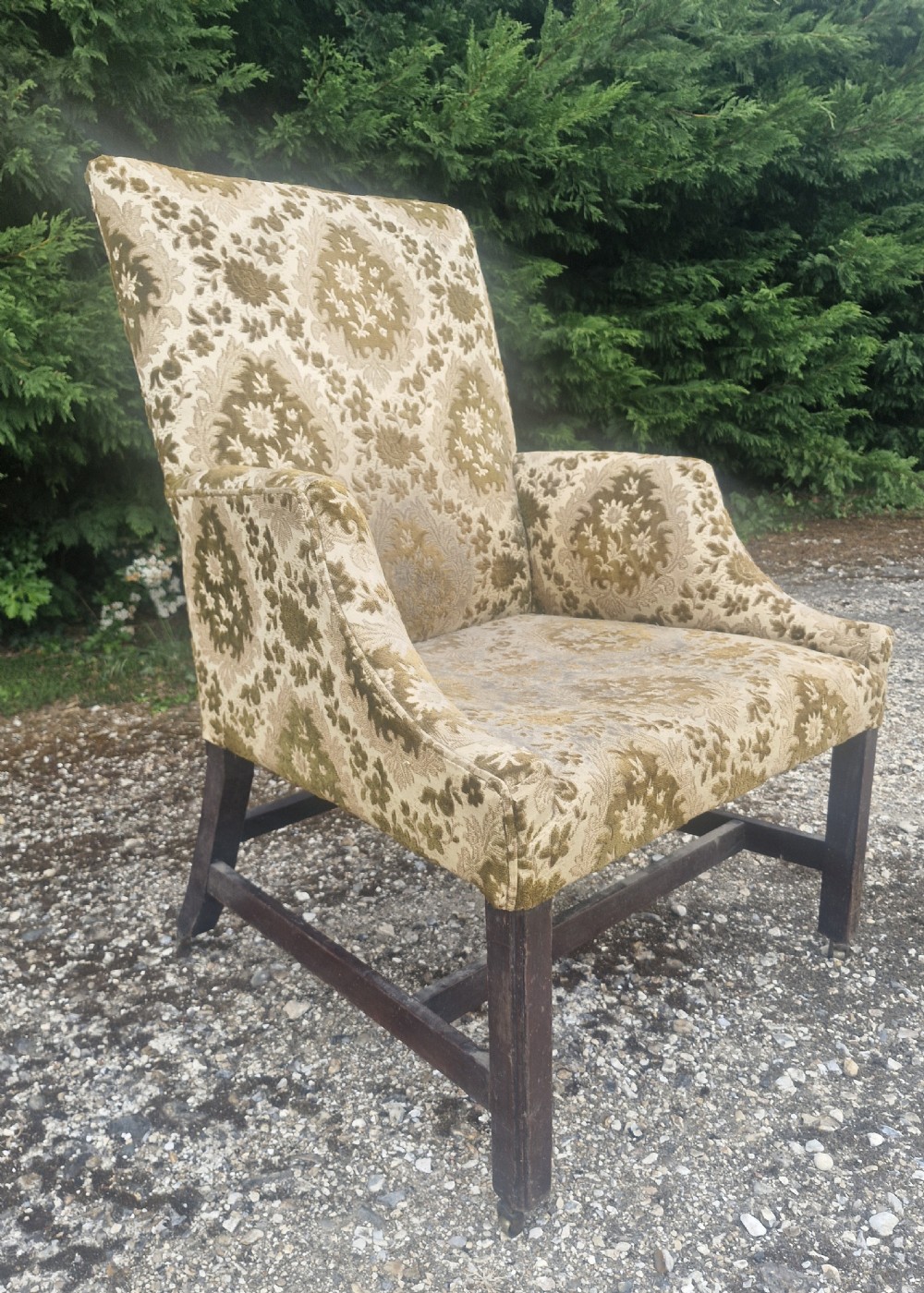 Late Georgian mahogany framed Gainsborough style armchair of good size.  View II