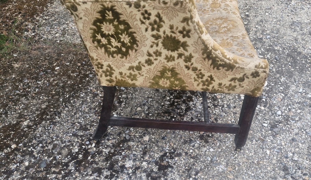 Late Georgian mahogany framed Gainsborough style armchair of good size.  View IV