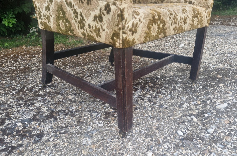 Late Georgian mahogany framed Gainsborough style armchair of good size.  View V