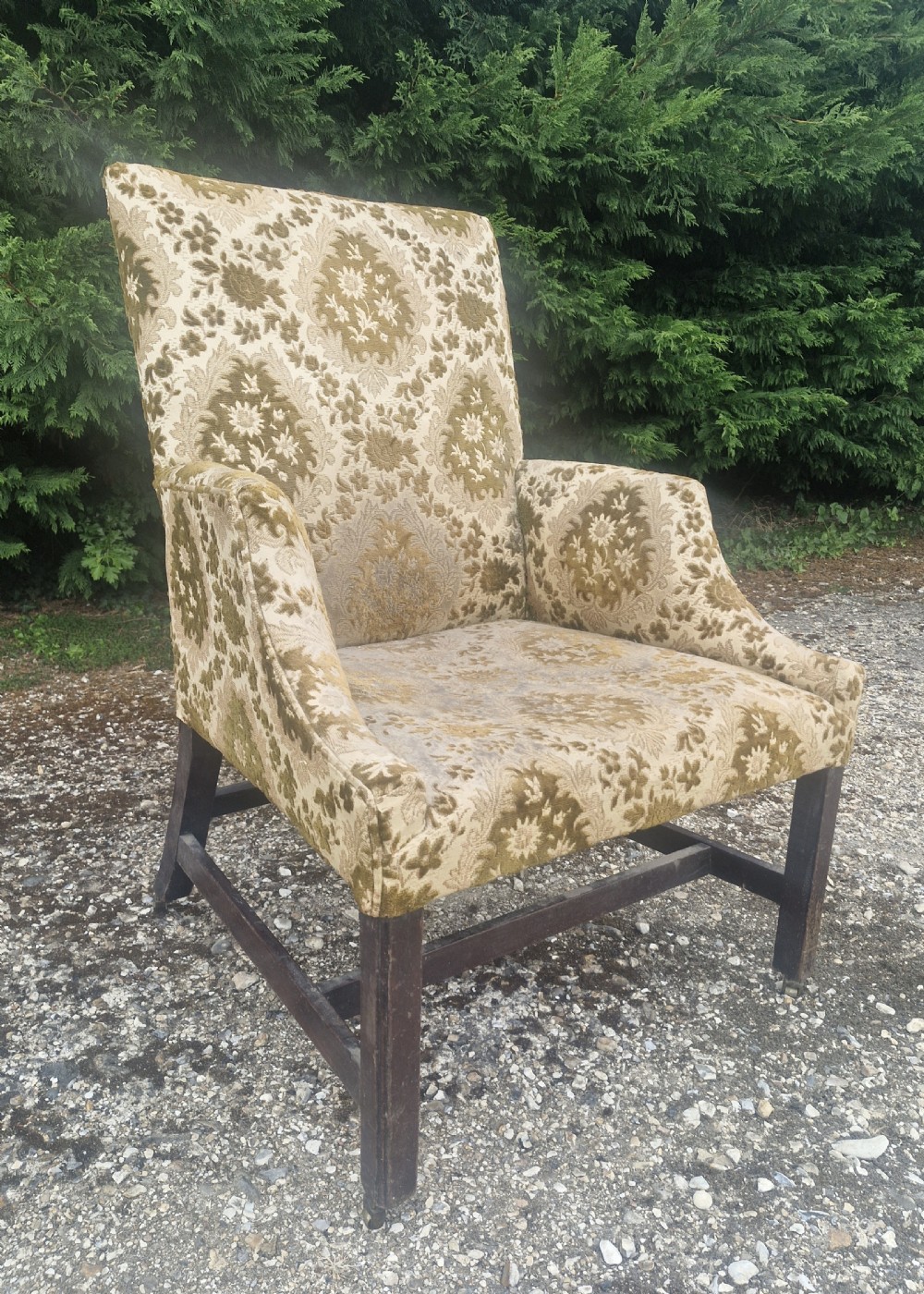 Late Georgian mahogany framed Gainsborough style armchair of good size.  View VI