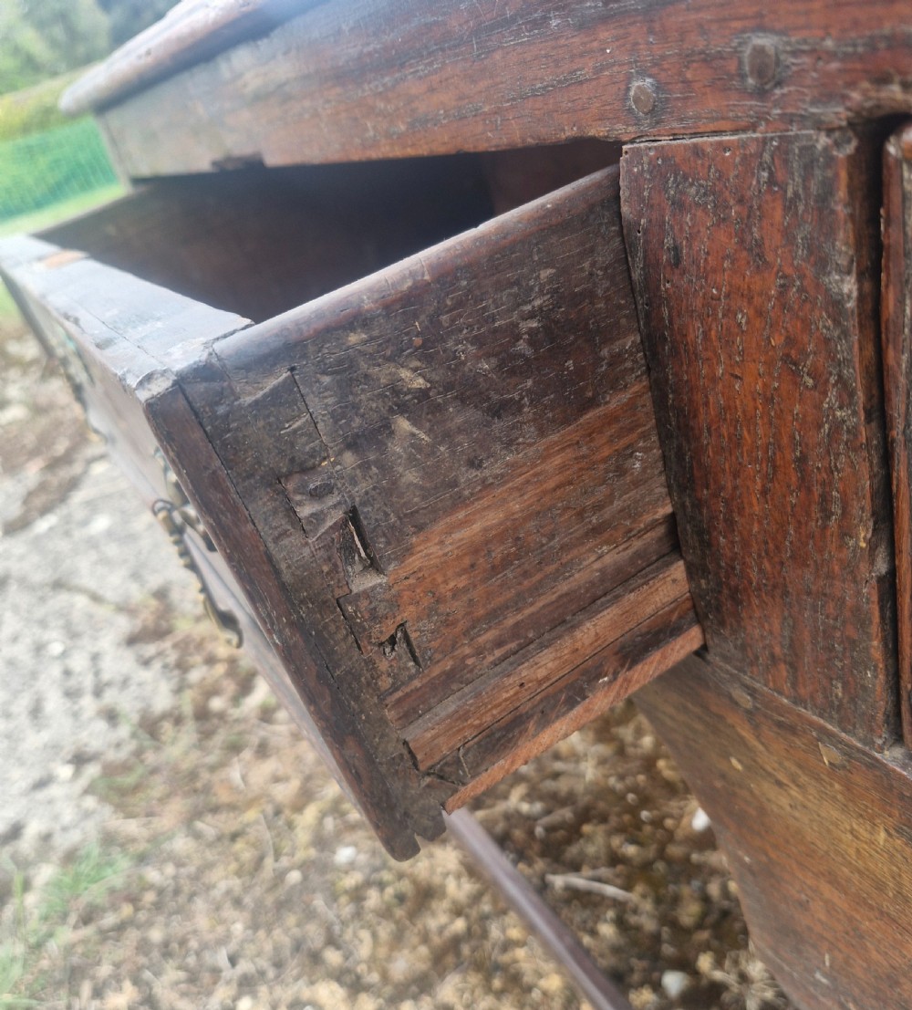 Georgian oak 2 drawer dresser base.  View III