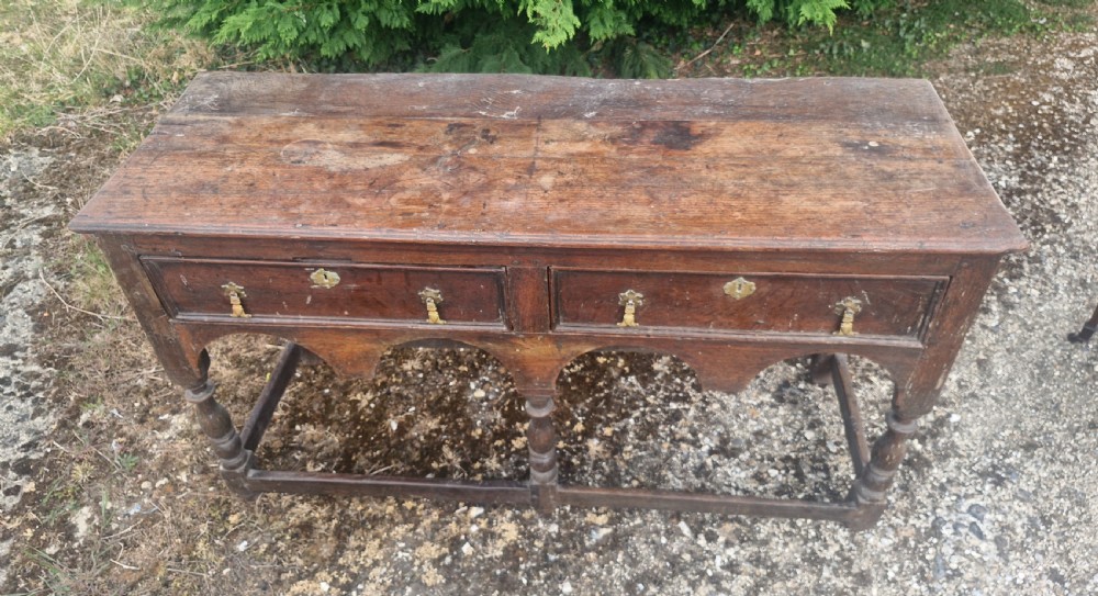 Georgian oak 2 drawer dresser base.  View VII