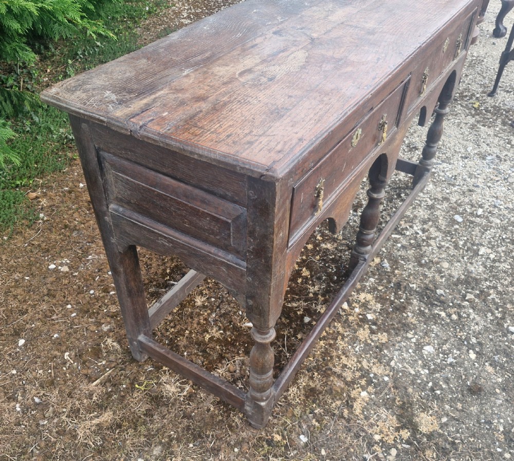 Georgian oak 2 drawer dresser base.  View VIII