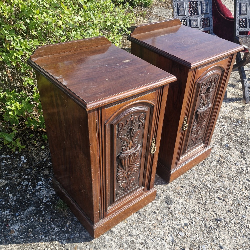 Pair of Late Victorian bedside cabinets.  View VI