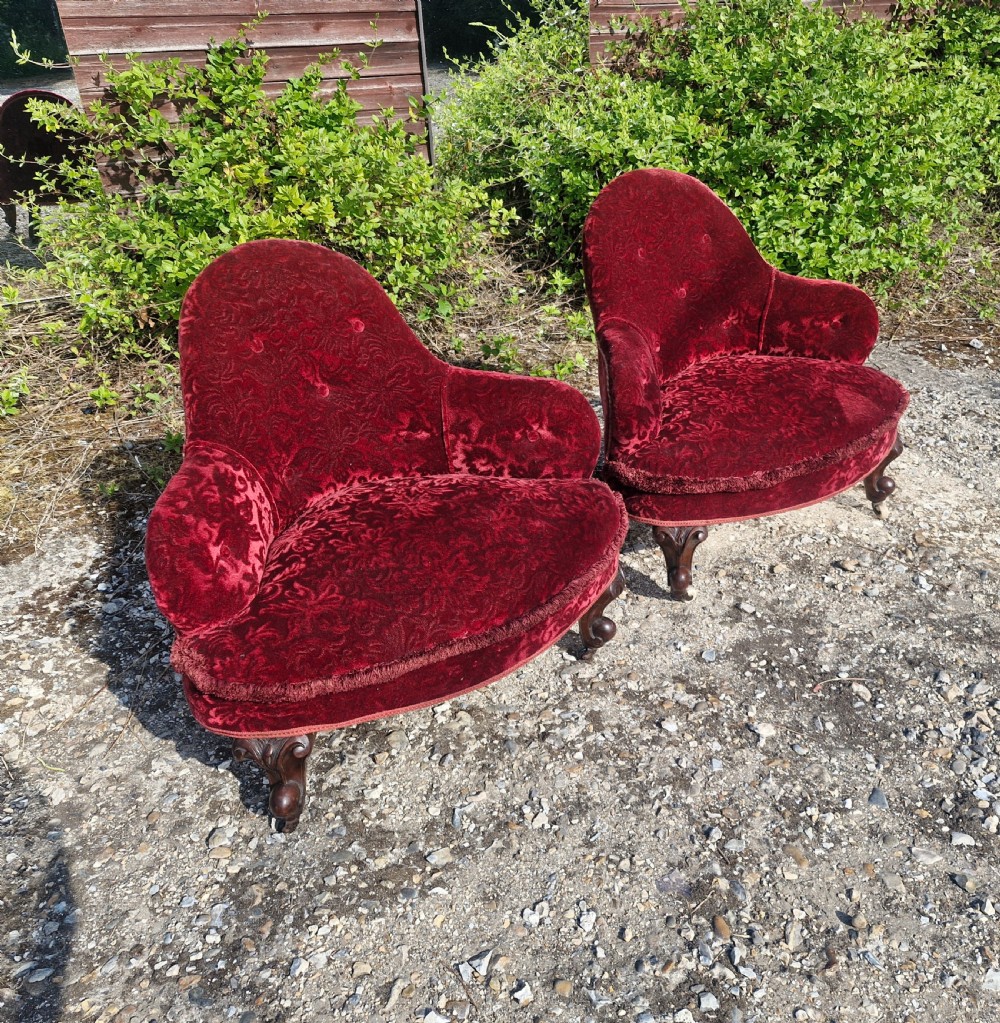 Pair of Late Victorian upholstered corner chairs. 