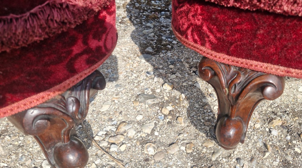 Pair of Late Victorian upholstered corner chairs.  View II