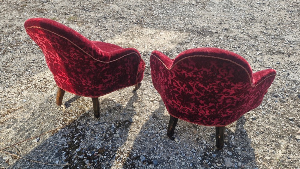 Pair of Late Victorian upholstered corner chairs.  View III
