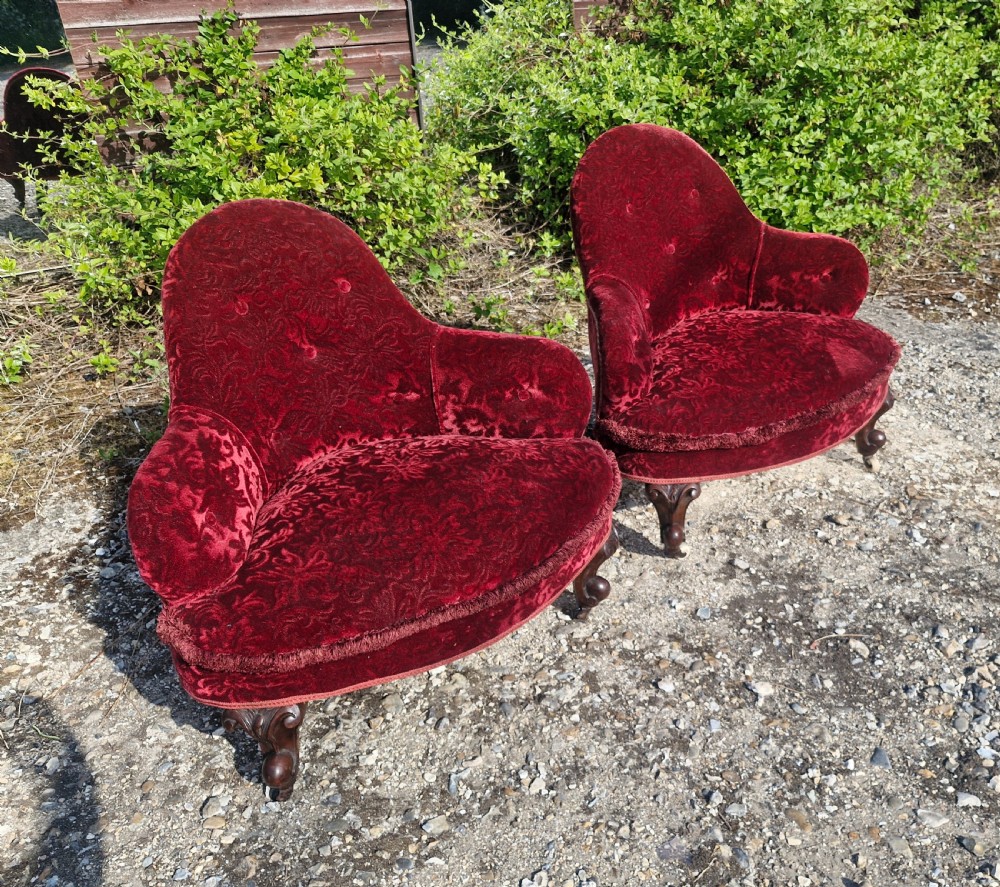 Pair of Late Victorian upholstered corner chairs.  View V