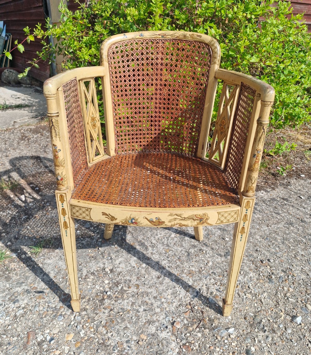 Chinoiserie caned armchair. 