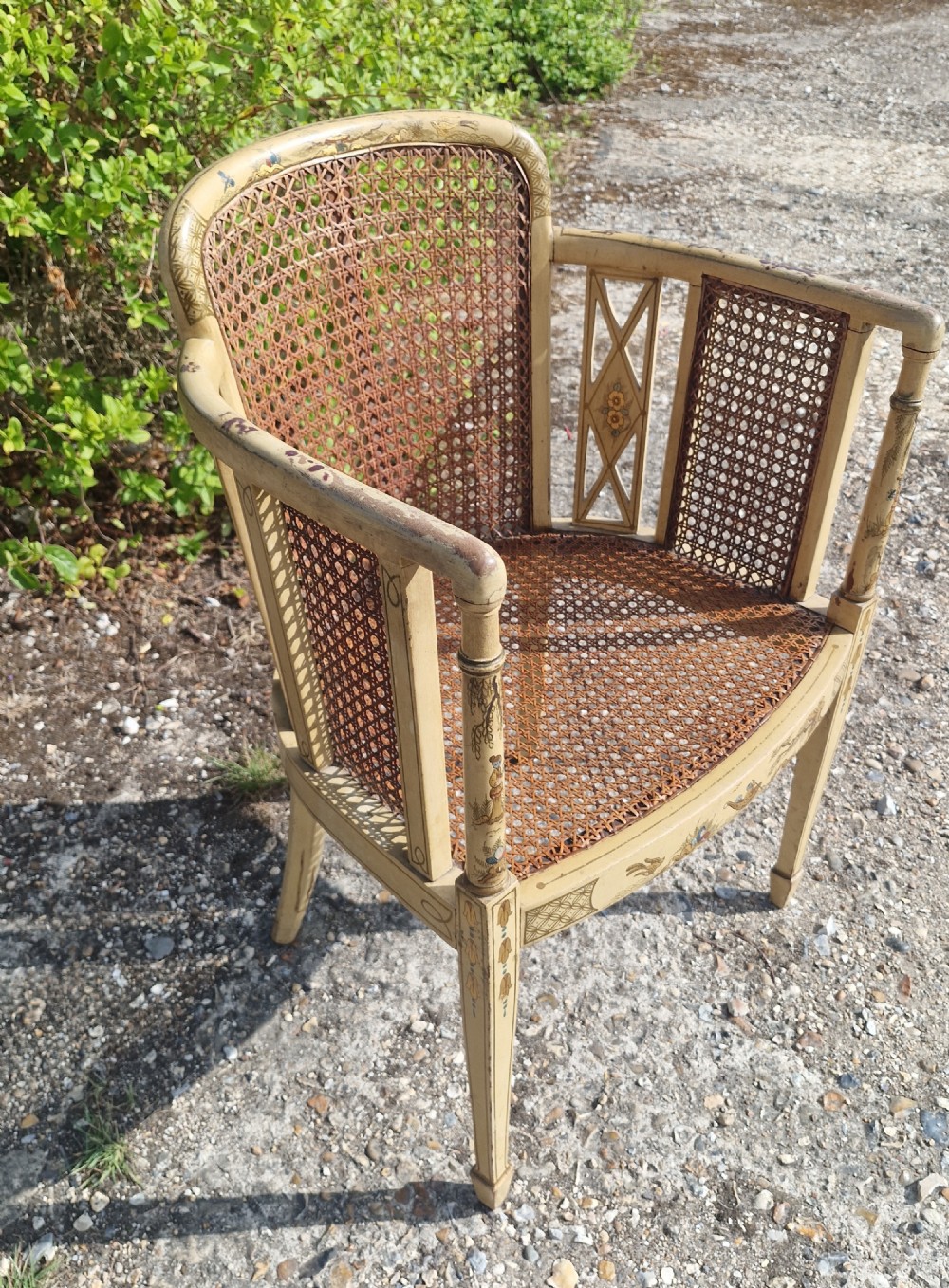 Chinoiserie caned armchair.  View VI