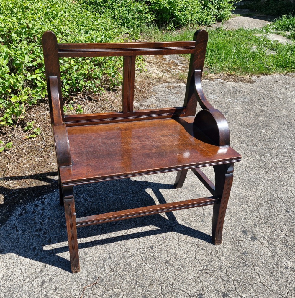 Oak Shoolbred & Co hall seat. View II