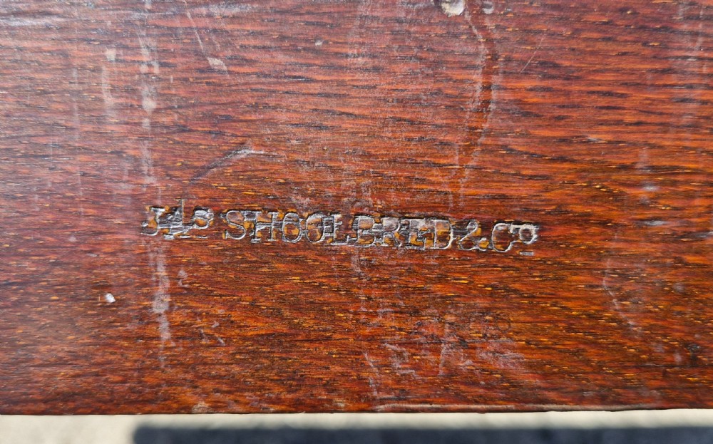 Oak Shoolbred & Co hall seat. View VII