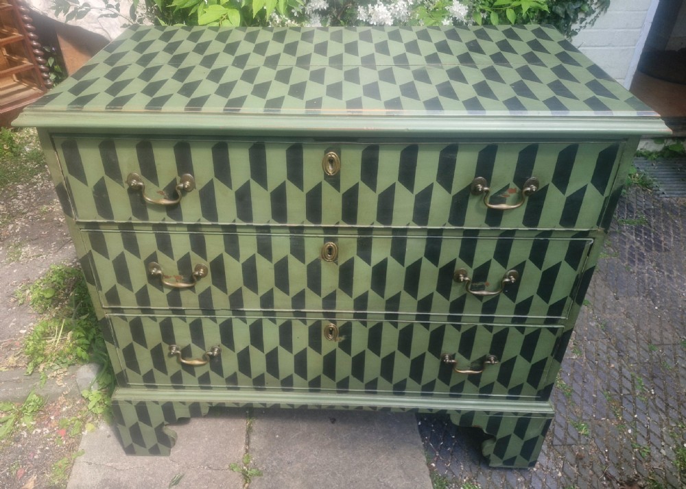 Antique painted chest of 3 drawers.  View IV