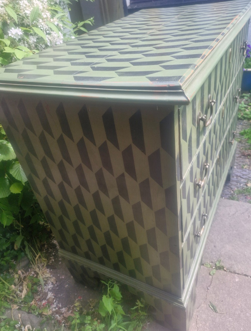 Antique painted chest of 3 drawers.  View VII