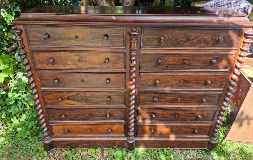 19th century rosewood double secretaire Wellington Chest.