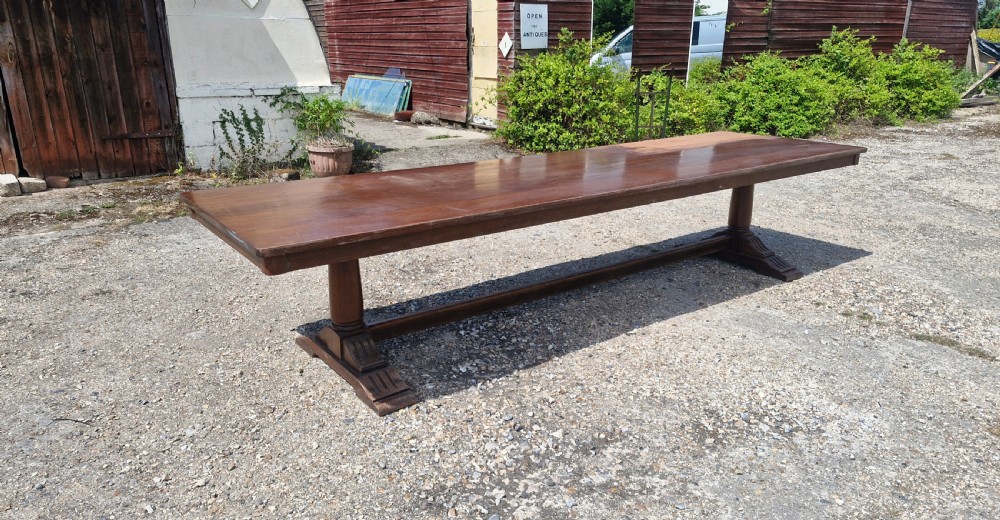 Large solid mahogany refectory dining table. 