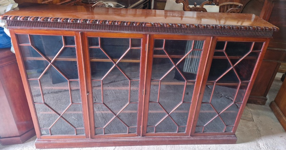 Edwardian mahogany 4 door bookcase cabinet. 