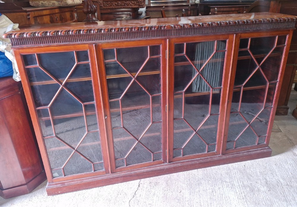 Edwardian mahogany 4 door bookcase cabinet.  View III