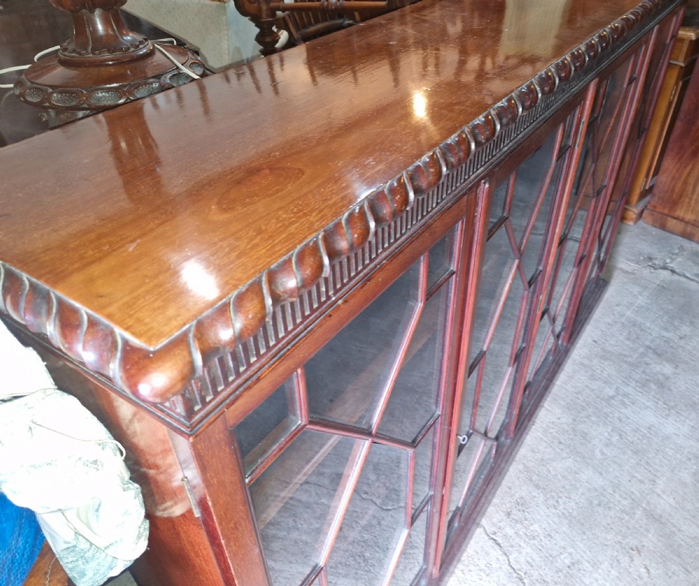Edwardian mahogany 4 door bookcase cabinet.  View IV