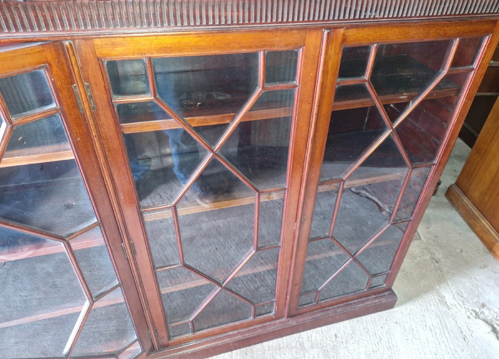Edwardian mahogany 4 door bookcase cabinet.  View VII