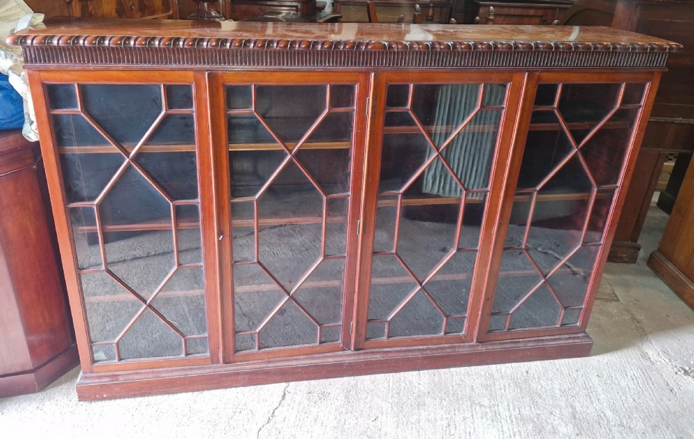 Edwardian mahogany 4 door bookcase cabinet.  View IX