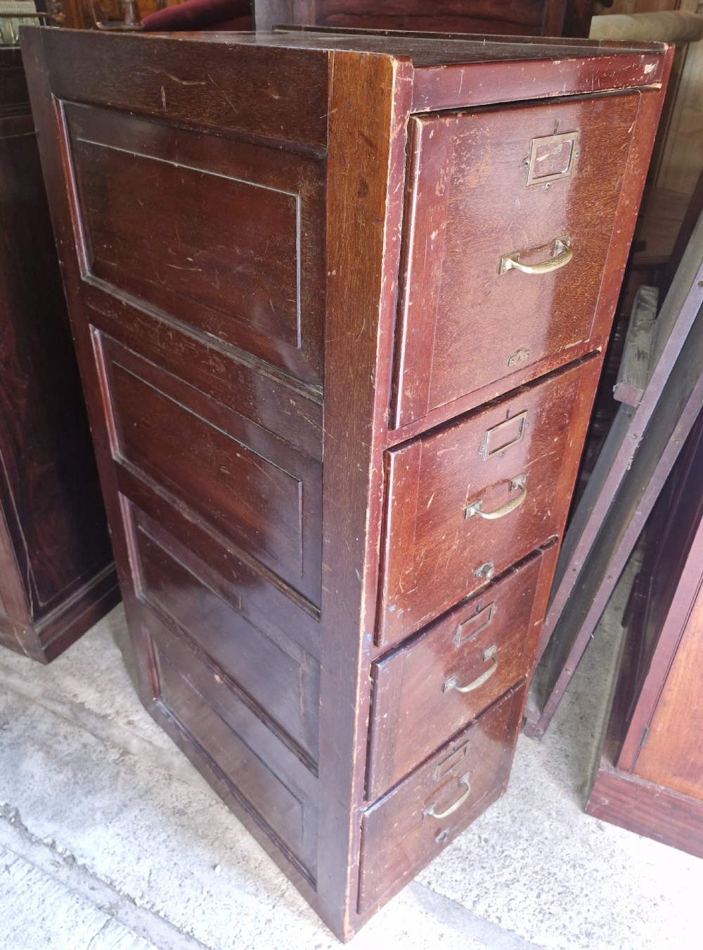 Early 20th century panelled mahogany office filing cabinet. 