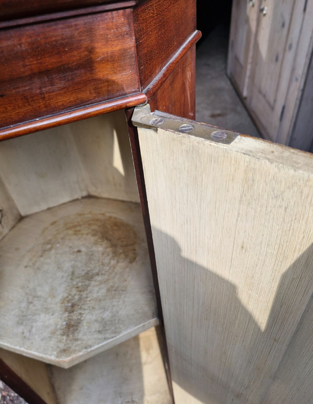 Larger than normal octagonal pedestal pot cupboard.  View V