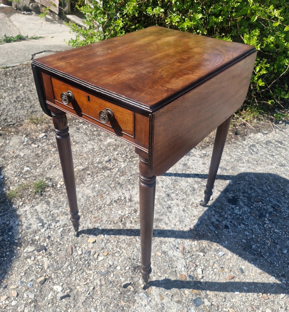 Regency mahogany single drawer reading lamp table.  View IV