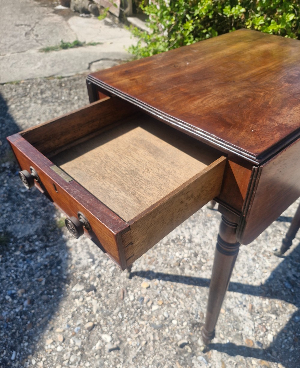 Regency mahogany single drawer reading lamp table.  View V