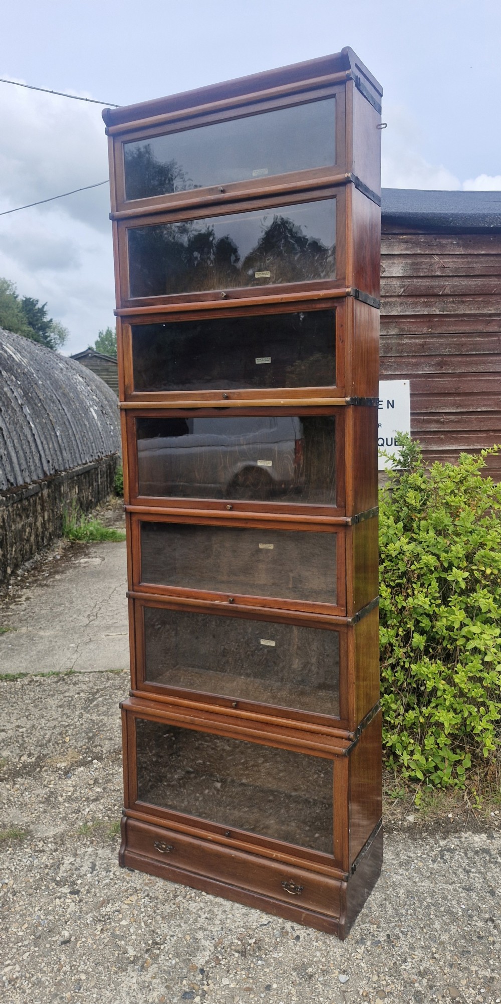Tall mahogany glazed Globe Wernicke bookcase cabinet. 