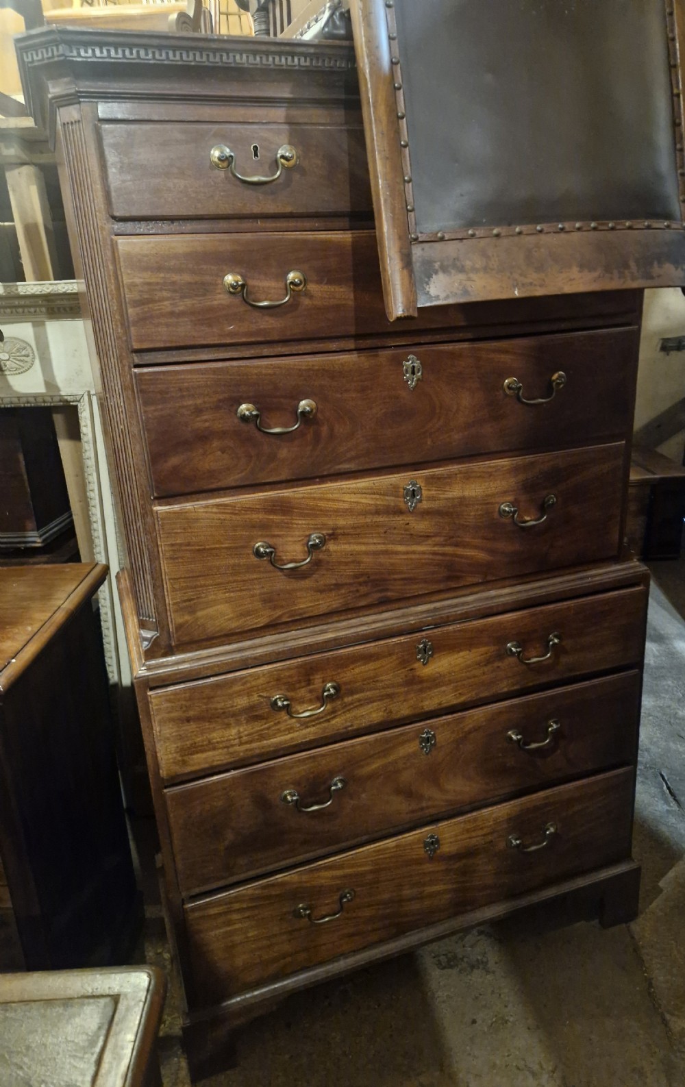 Late Georgian mahogany tallboy chest on chest. View XV