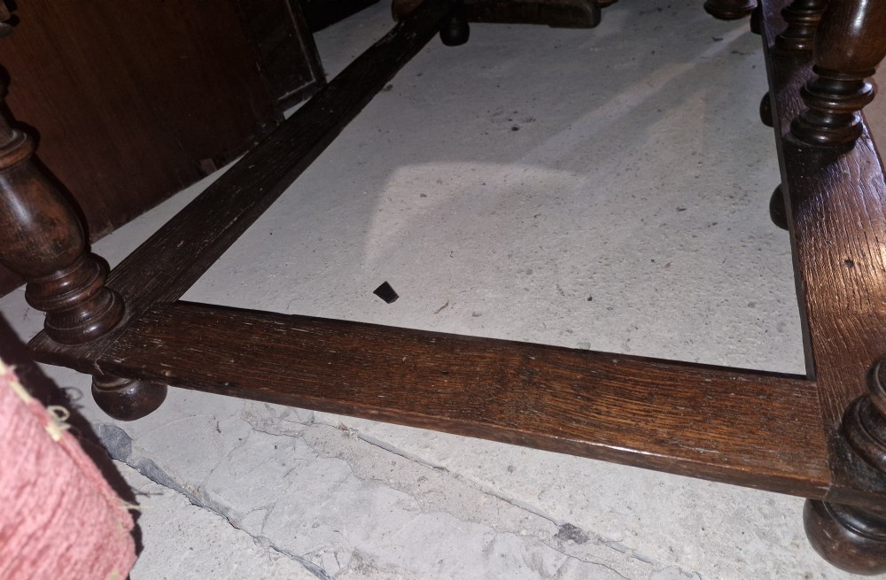 18th century oak chest on stand.  View XIV
