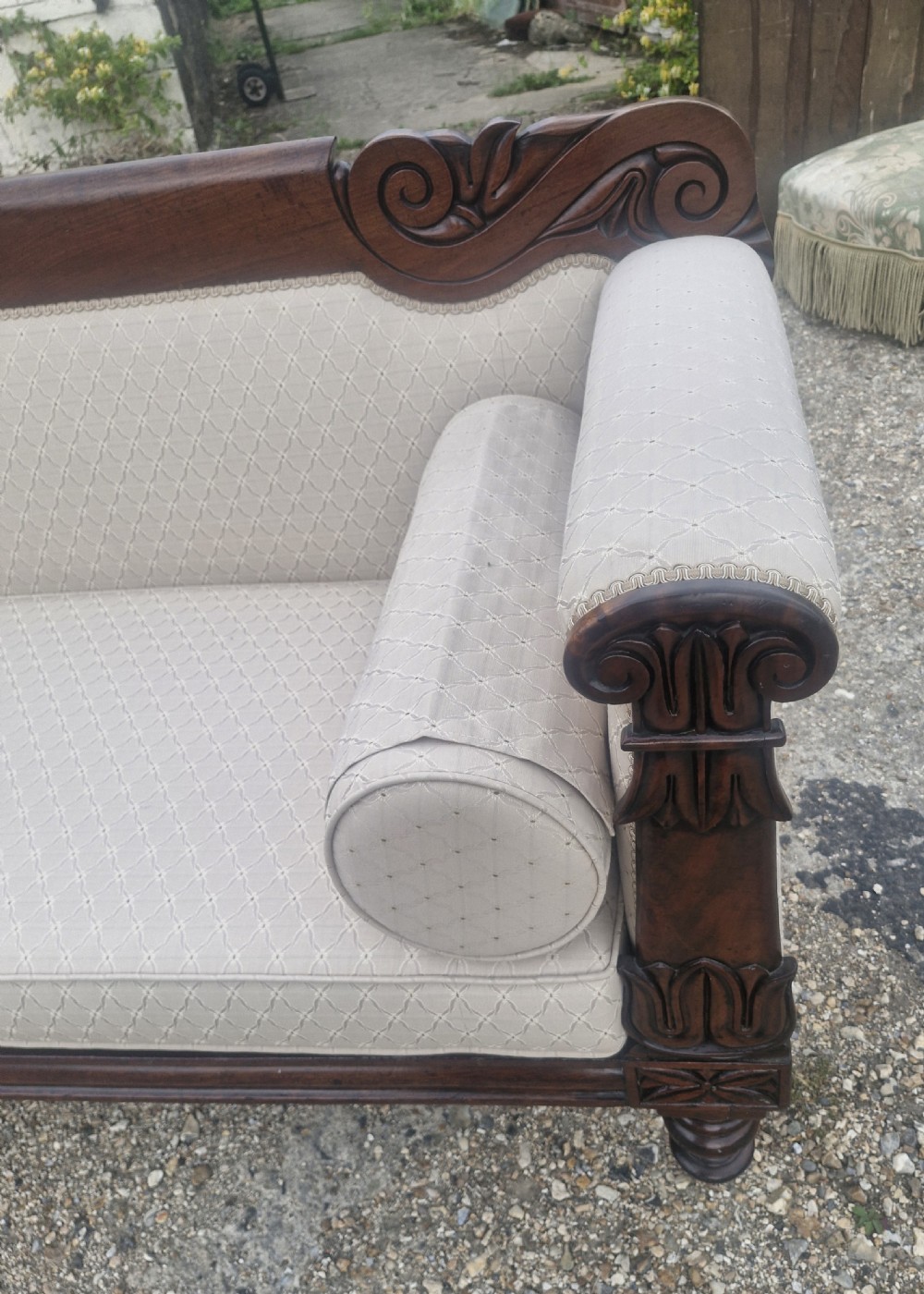 Regency mahogany framed sofa. View II