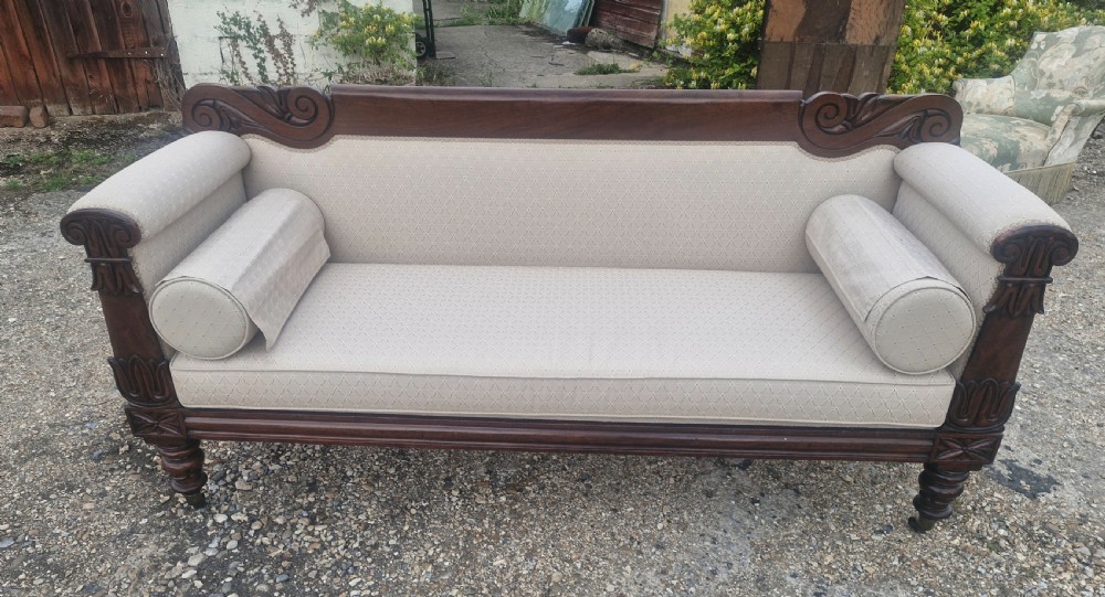Regency mahogany framed sofa. View IX