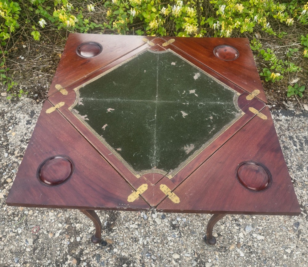 Edwardian inlaid mahogany swivel top games table.  View III
