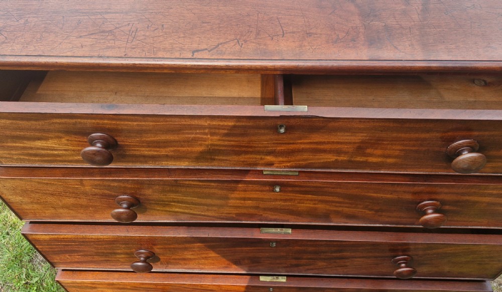 Practical Regency mahogany chest of 5 drawers.  View VII