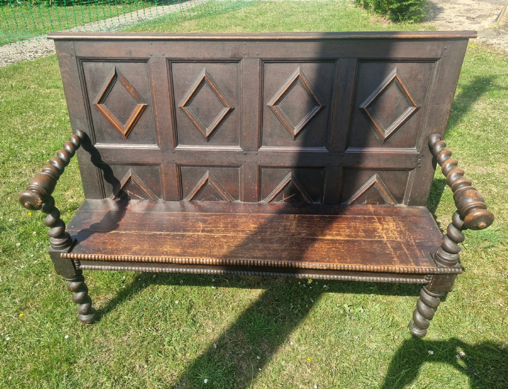 Victorian oak hall bench. 