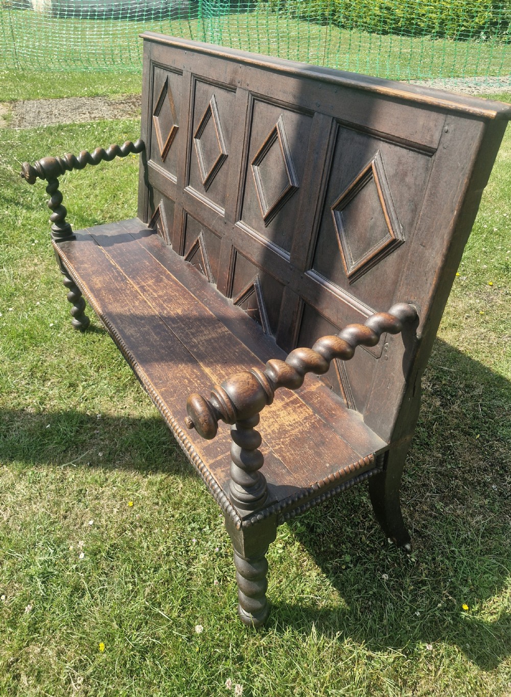Victorian oak hall bench.  View II