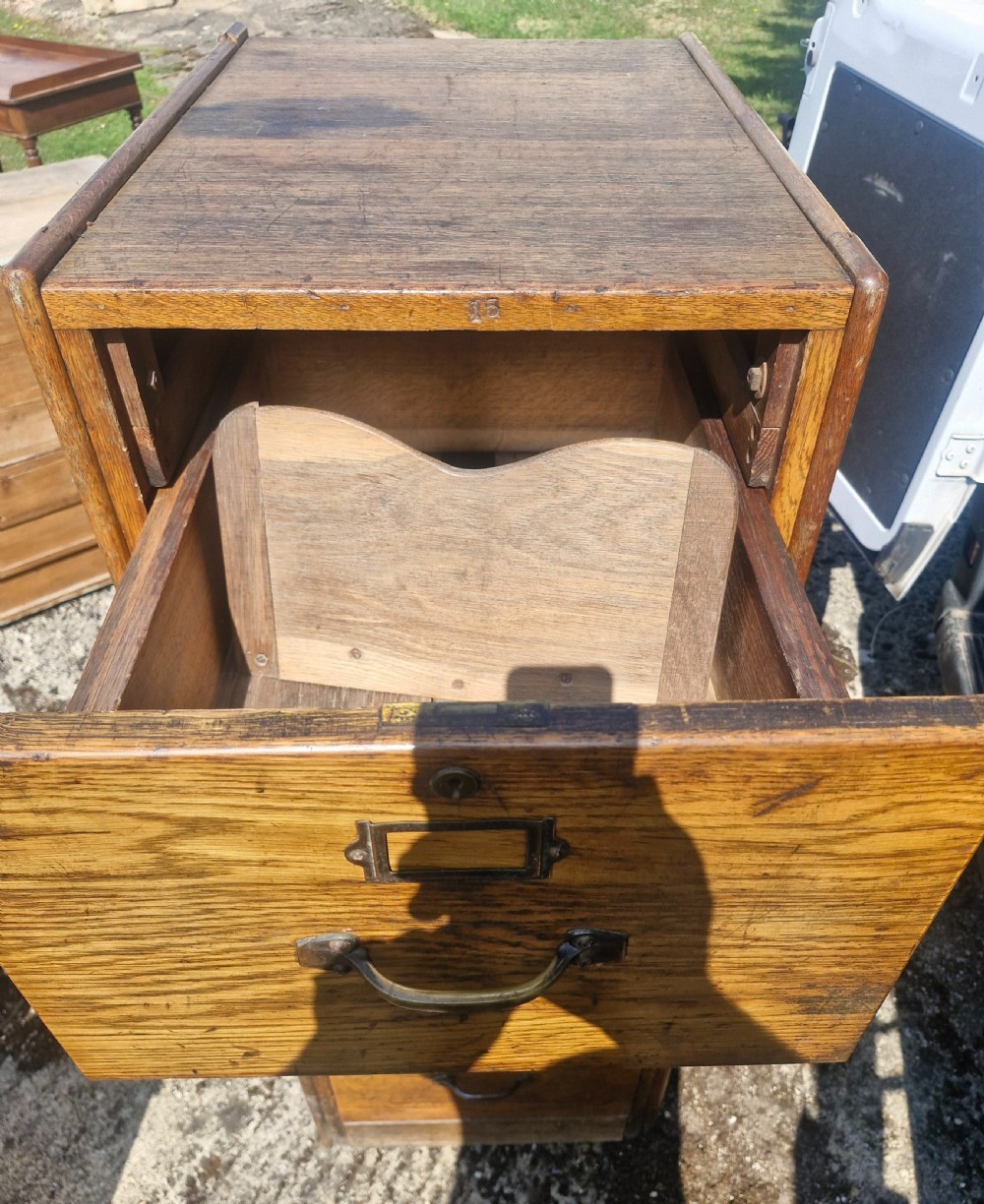 Large oak 4 drawer office filing cabinet.  View V