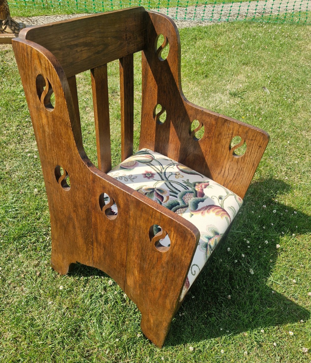 Oak Goodyer's arts and crafts armchair.  View II