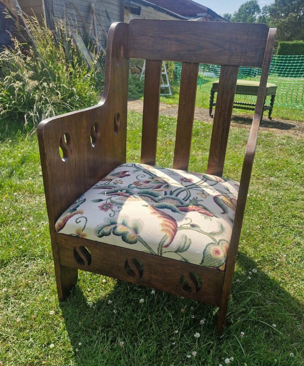 Oak Goodyer's arts and crafts armchair.  View VII